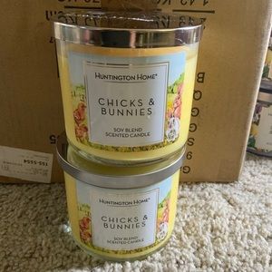 2 Huntington Home Discontinued Chicks & Bunnies Cake Vanilla Candles